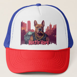 Hustle Hard - Pitbulle Hund mit Geld und Zigar Truckerkappe