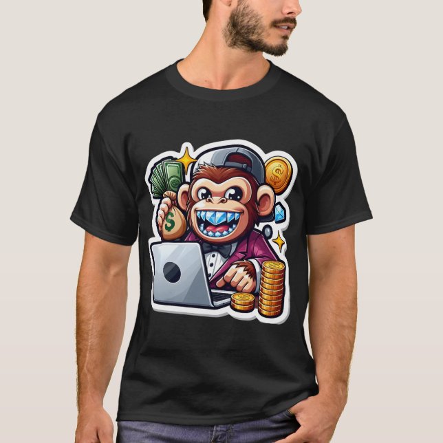 Hustle Monkey - Grafisches T-Shirt zur Geldherstel (Vorderseite)