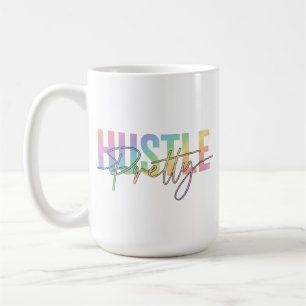 Hustle Pretty Pastell-Regenbogen-Typografie Weibli Kaffeetasse