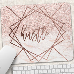 Hustle Rose Gold Marmor Rosa Falscher Glitter Mousepad