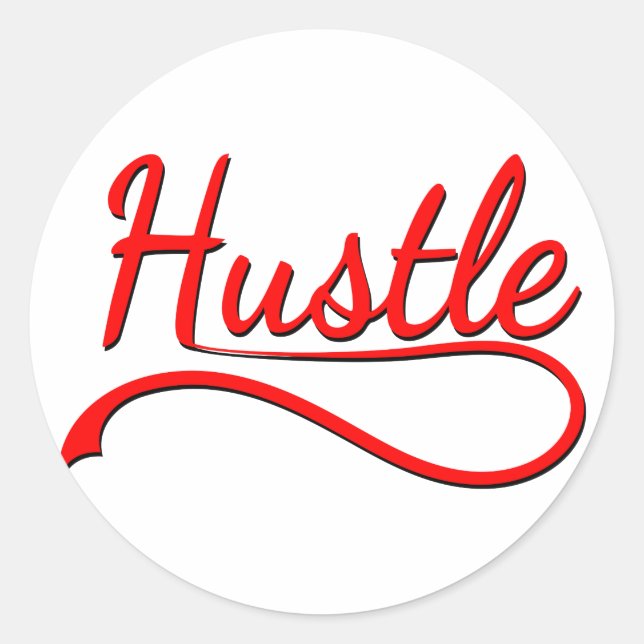 Hustle Typografy Art Runder Aufkleber (Vorderseite)