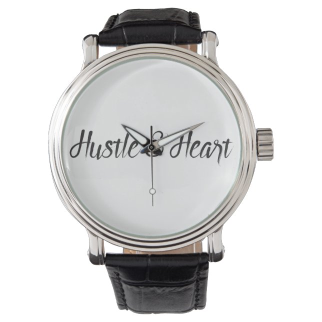 Hustle und Herztypografie Armbanduhr (Vorderseite)