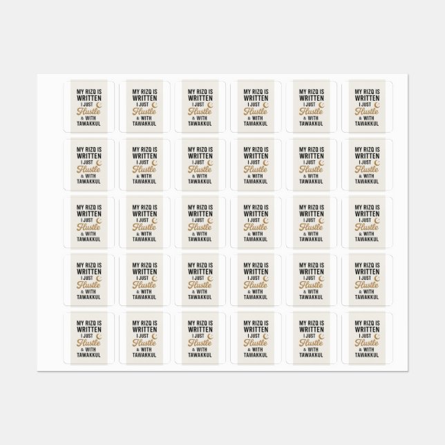 "Hustle with Tawakkul - Faith-Based Islamic Design Etiketten (Blatt)