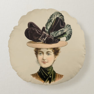 Hut 1899 für Damen #7 (viktorianische Ära) Rundes Kissen