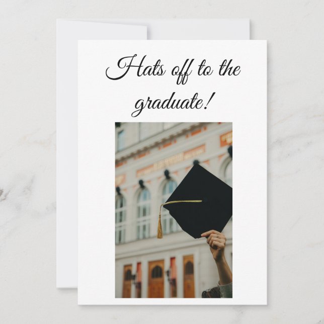 Hut ab und hielt hohen Abschluss Einladungskarte Einladung (Vorderseite)