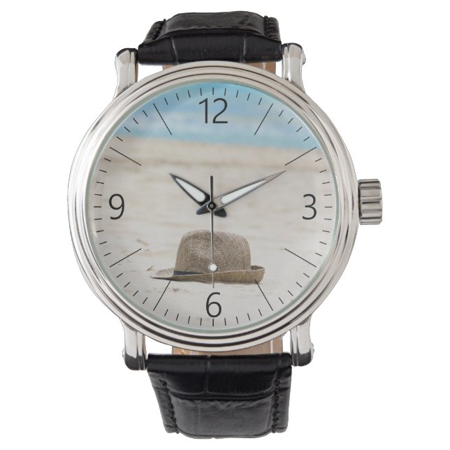 Hut am Strand Armbanduhr (Vorderseite)