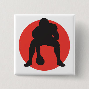 Hut Hut Quarterback Football Silhouette Design Button