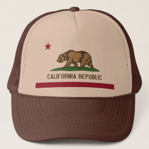Hut mit Flagge von Kalifornien Staat - USA Truckerkappe
