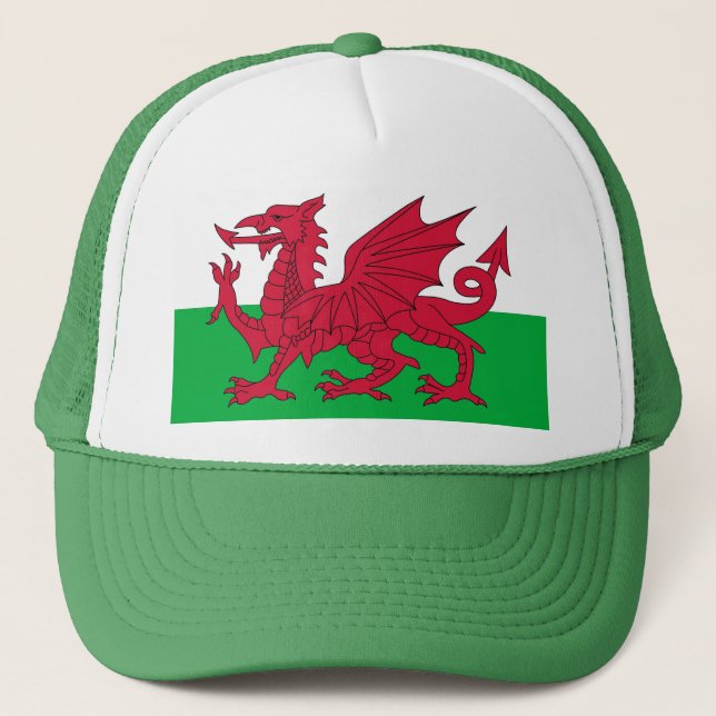 Hut mit Flagge von Wales Truckerkappe (Vorderseite)