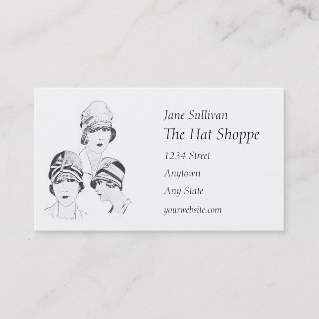 Hut-Mode, die Vintage Brüllenzwanziger jahre Karte (Vorderseite)