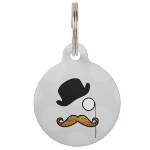 Hut, Monocle, Mustache, Glitzer - Schwarzes Gold Tiermarke