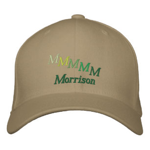 Hut - Name und versetztes Monogramm (Grüntöne)