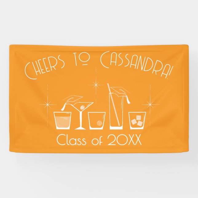 Hut und Cocktail-Abschlussfeier Orange Banner (Horizontal)