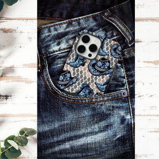 Hut und Stiefel für Cowgirl, Schwarz-Blau-Rose iPhone 16 Pro Max Hülle