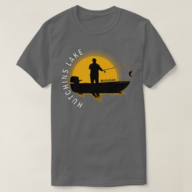 Hutchins Lake Fischen Michigan Sunrise T-Shirt (Design vorne)