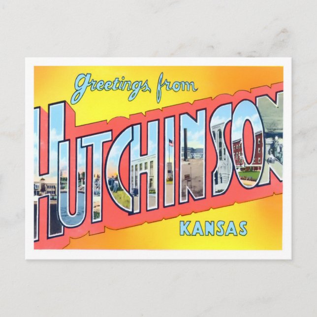 Hutchinson, Kansas Vintag Big Letters Postcard Postkarte (Vorderseite)