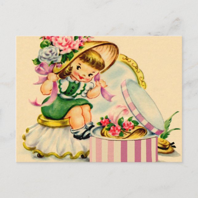 Hüte Anprobieren Postkarte (Vorderseite)