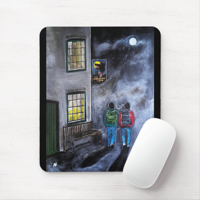 Hüte dich vor dem Mond Gemälde von Alfred Fox Mousepad (Mit Mouse)