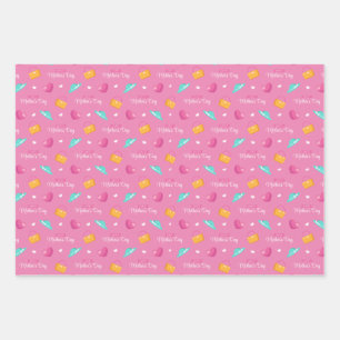 Hüte, Handtaschen und Herzen Rosa Muttertag Geschenkpapier Set