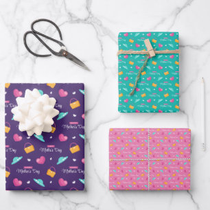 Hüte, Handtaschen und Herzen zum Muttertag Geschenkpapier Set