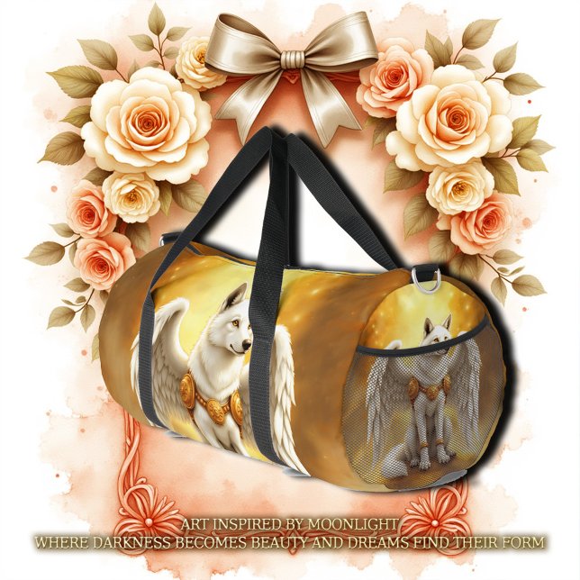 Hüter der Dämmerung – Der weißgeflügelte Wolf.  Duffle Bag (Von Creator hochgeladen)