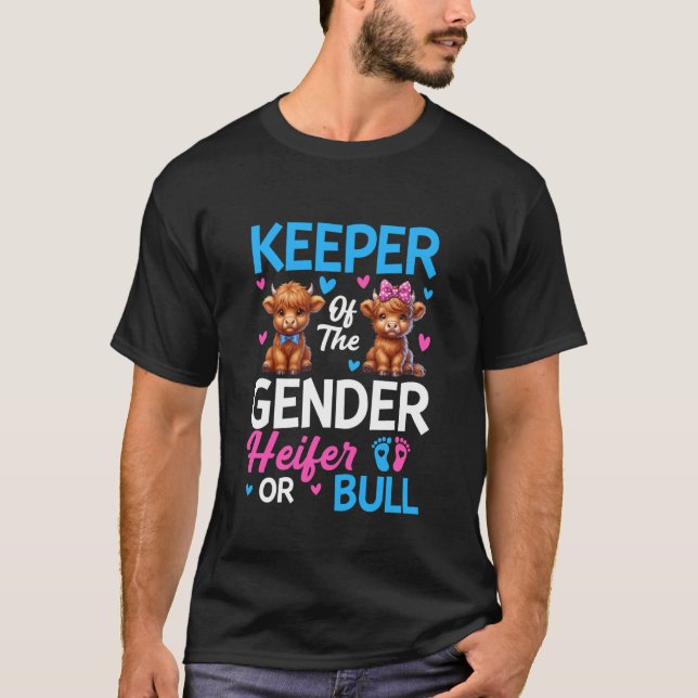 Hüter der Geschlechts Färse oder Bulle Baby Ankünd T-Shirt (Vorderseite)