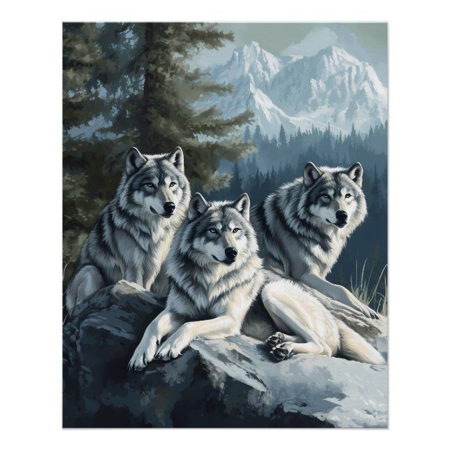 Hüter der Gipfel - Wolf Poster (Vorderseite)