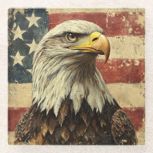 Hüterin der US Flagge Glasuntersetzer (Vorderseite)