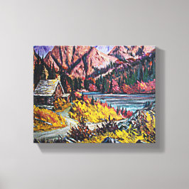 Hütte am Lago Fine Art Malerei 10x8 Leinwanddruck