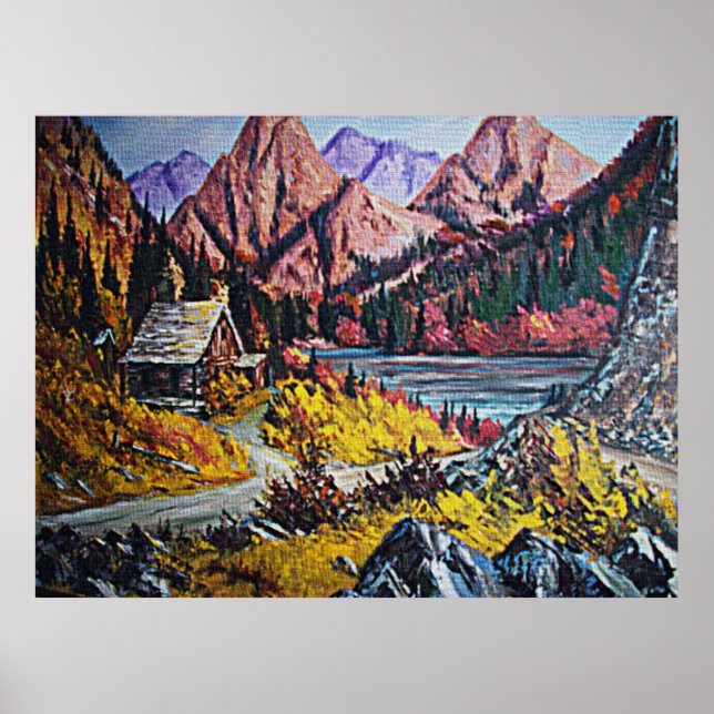 Hütte am Lago Oil Painting Poster (Vorne)