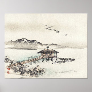 Hütte am Meer durch Kōno Bairei Poster