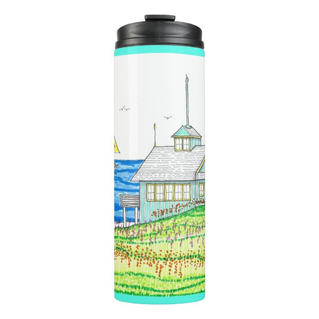 Hütte am Meer Thermal Tumbler Thermosbecher (Vorderseite)
