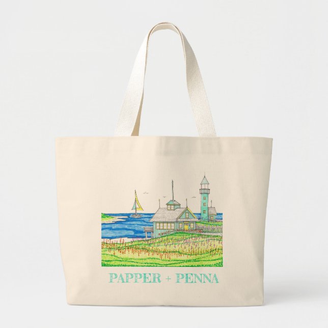 Hütte am Sea Jumbo Tote Bag Stoffbeutel (Vorne)