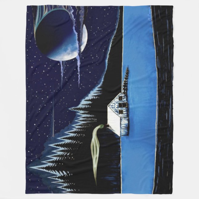 "Hütte am See" Fleece Blanket Design. (Vorderseite)