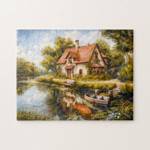 Hütte am See mit Rowboat Puzzle