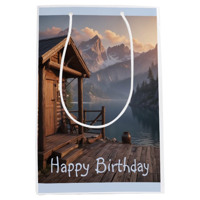 Hütte am See Mittlere Geschenktüte (Vorderseite)