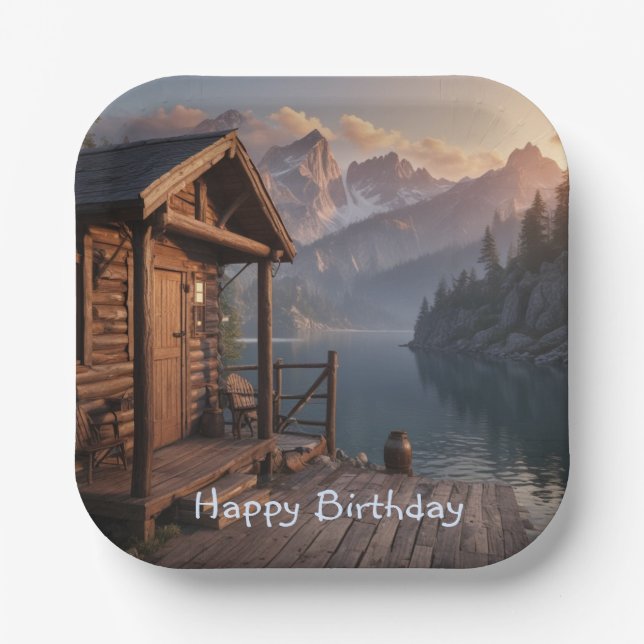 Hütte am See Pappteller (Vorderseite)