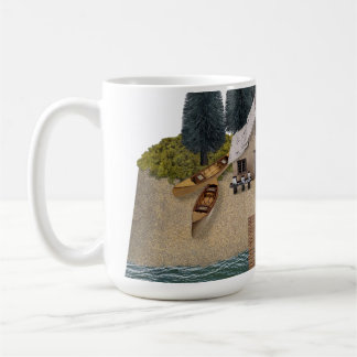 Hütte am Strand mit Anlegestelle Kaffeetasse