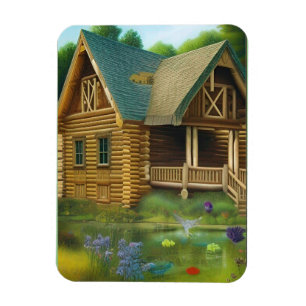 Hütte am Teich Magnet