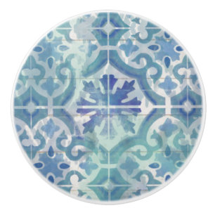 Hütte Aqua Blue Tile Rustikales Holz Keramikknauf