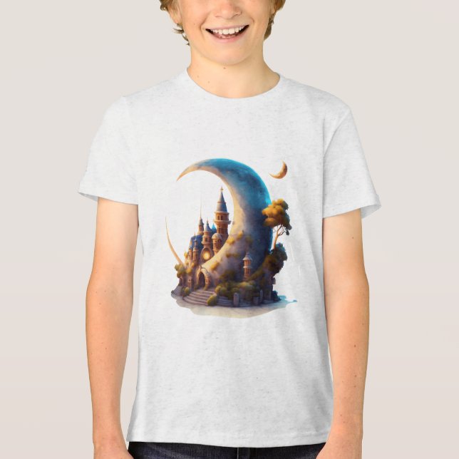 Hütte auf dem Mond Tri-Blend Shirt (Vorderseite)