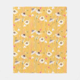 Hütte auf der Wiese gelb Fleecedecke