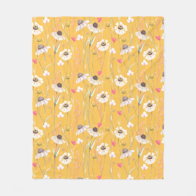 Hütte auf der Wiese gelb Fleecedecke (Vorderseite)