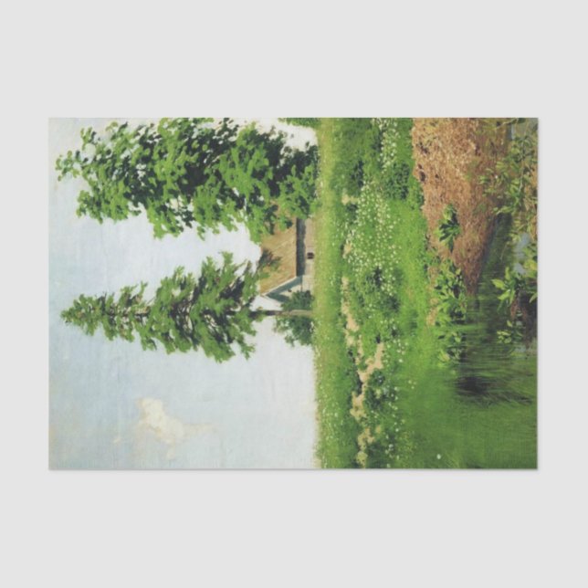 Hütte auf der Wiese von Isaac Levitan Seidenpapier (Vorderseite)