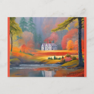 Hütte aus Naturstein Postkarte