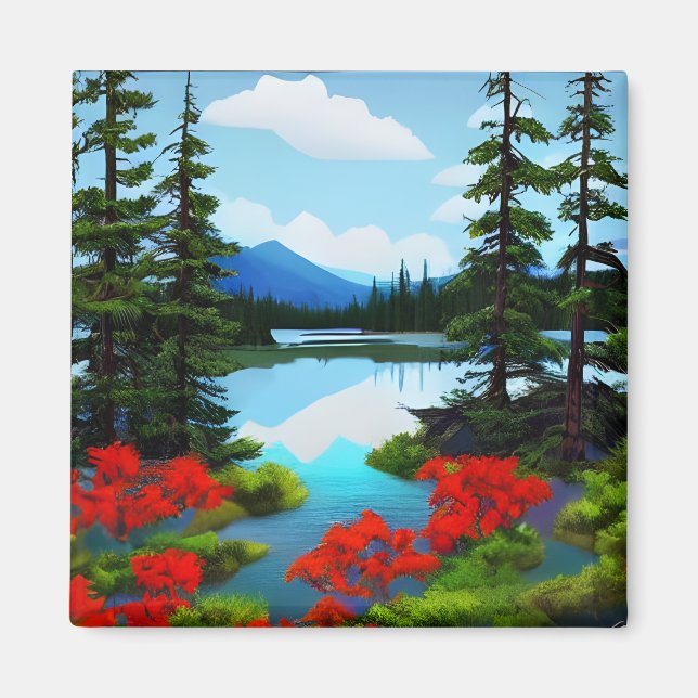 Hütte Aussicht auf den See Magnet (Vorne)
