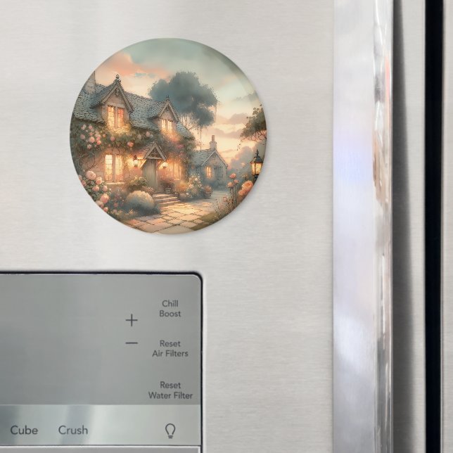 Hütte bei Sonnenuntergang mit Rose Magnet (In Situ (Kühlschrank))