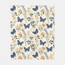 Hütte Blaue Schmetterlinge und Grünpflanzen Fleecedecke