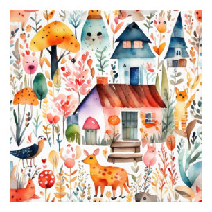 Hütte Blumenhaine Fotodruck