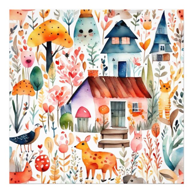 Hütte Blumenhaine Fotodruck (Vorne)